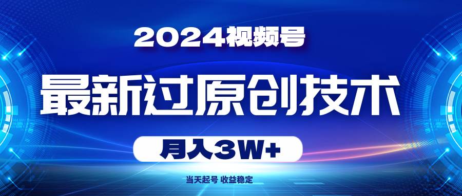 2024视频号最新过原创技术，当天起号，收益稳定，月入3W+-刀客资源网
