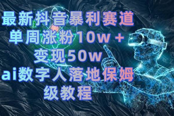 最新抖音暴利赛道，单周涨粉10w＋变现50w的ai数字人落地保姆级教程-刀客资源网