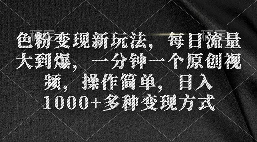 色粉变现新玩法，每日流量大到爆，一分钟一个原创视频，操作简单，日入1000+-刀客资源网