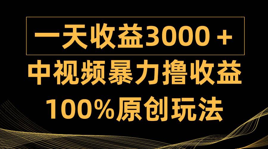 中视频暴力撸收益，日入3000＋，100%原创玩法，小白轻松上手多种变现方式-刀客资源网