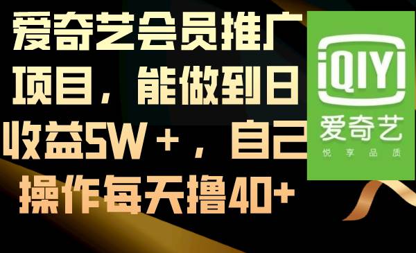 爱奇艺会员推广项目，能做到日收益5W＋，自己操作每天撸40+-刀客资源网