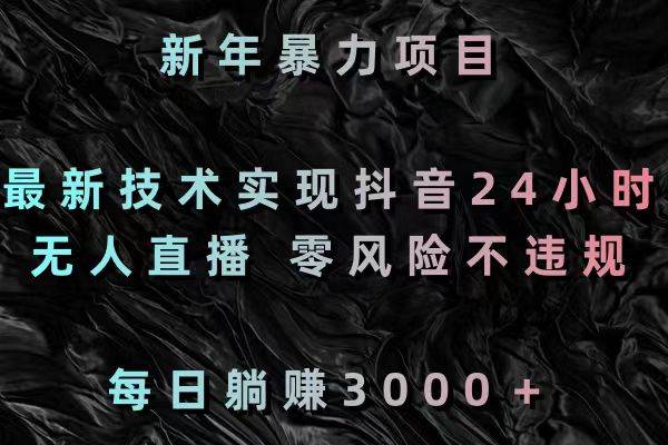 新年暴力项目，最新技术实现抖音24小时无人直播 零风险不违规 每日躺赚3000-刀客资源网