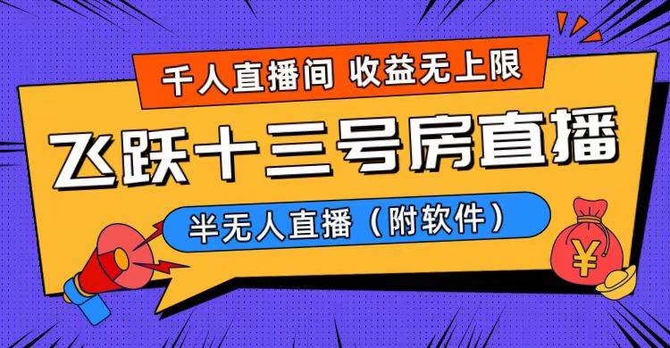 爆火飞跃十三号房半无人直播，一场直播上千人，日入过万！（附软件）-刀客资源网