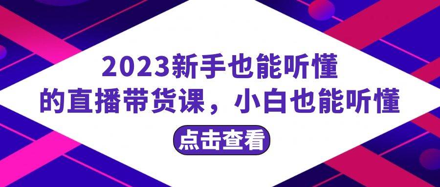 2023小白也能听懂的直播带货课，小白也能听懂，20节完整-刀客资源网