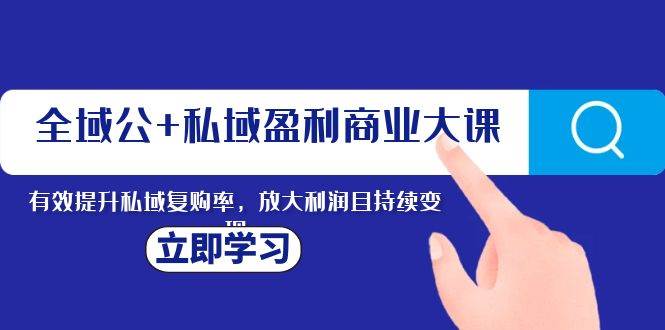 全域公+私域盈利商业大课，有效提升私域复购率，放大利润且持续变现-刀客资源网
