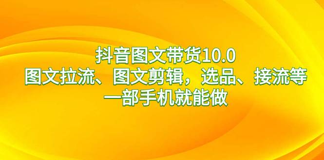抖音图文带货10.0，图文拉流、图文剪辑，选品、接流等，一部手机就能做-刀客资源网