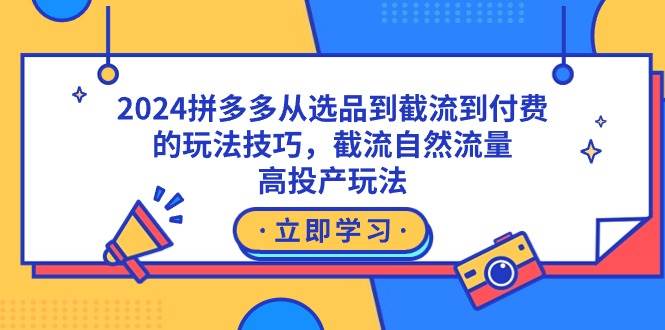 2024拼多多从选品到截流到付费的玩法技巧，截流自然流量玩法，高投产玩法-刀客资源网