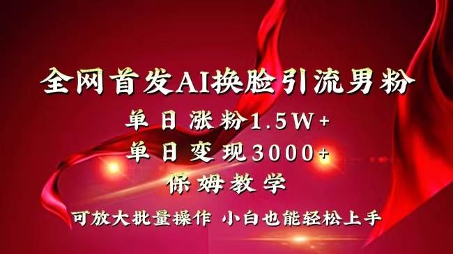 全网独创首发AI换脸引流男粉单日涨粉1.5W+变现3000+小白也能上手快速拿结果-刀客资源网