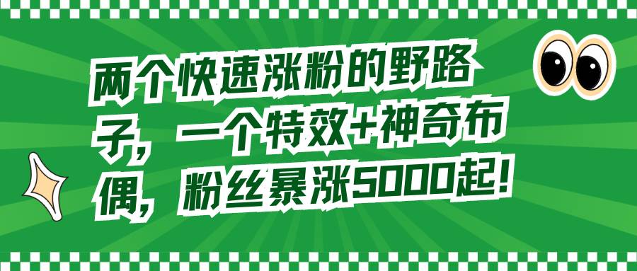 两个快速涨粉的野路子，一个特效+神奇布偶，粉丝暴涨5000起！-刀客资源网