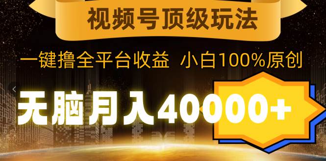 视频号顶级玩法，无脑月入40000+，一键撸全平台收益，纯小白也能100%原创-刀客资源网