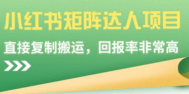 小红书矩阵达人项目，直接复制搬运，回报率非常高-刀客资源网