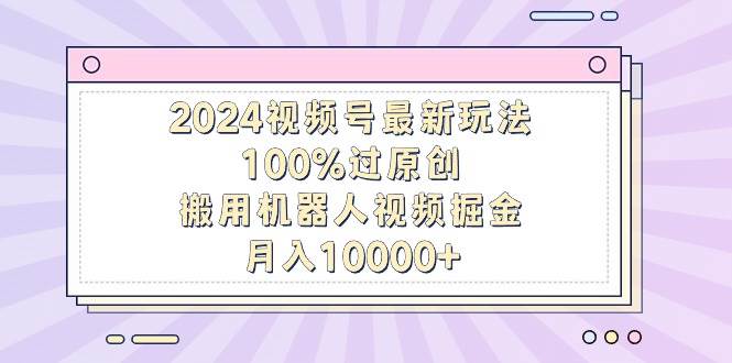 2024视频号最新玩法，100%过原创，搬用机器人视频掘金，月入10000+-刀客资源网