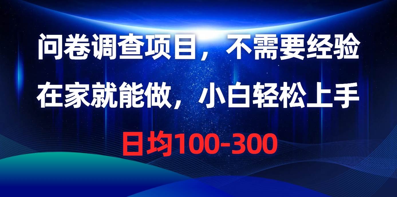问卷调查项目，不需要经验，在家就能做，小白轻松上手，日均100-300-刀客资源网