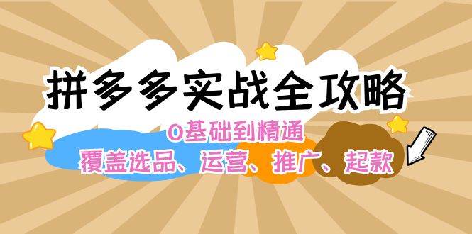 拼多多实战全攻略：0基础到精通，覆盖选品、运营、推广、起款-刀客资源网