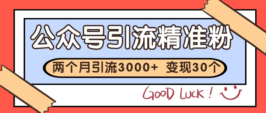 公众号精准粉引流玩法 2个月3000+精准粉 变现30万+-刀客资源网