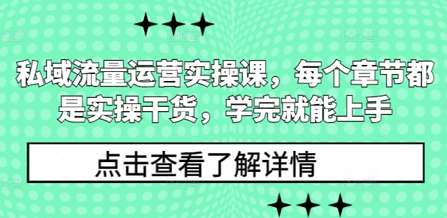 私域流量运营实操课，每个章节都是实操干货，学完就能上手-刀客资源网