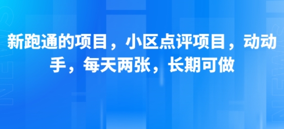 新跑通的项目，小区点评项目，动动手，每天两张，长期可做-刀客资源网