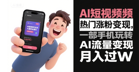 AI短视频热门涨粉变现，一部手机玩转AI流量变现，月入过W-刀客资源网