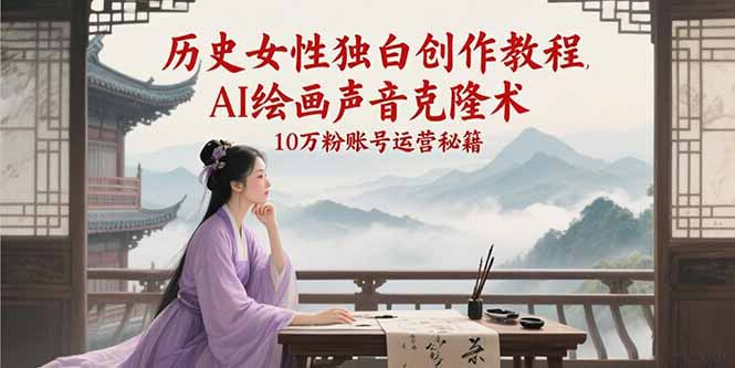 （15186期）历史女性独白创作教程，AI绘画声音克隆术，10万粉账号运营秘籍-刀客资源网