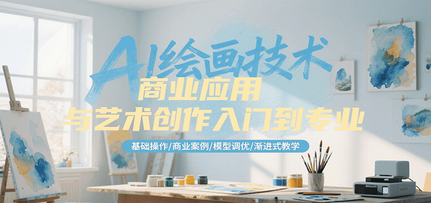 AI绘画技术商业应用与艺术创作入门到专业，基础操作/商业案例/模型调优/渐进式教学-刀客资源网