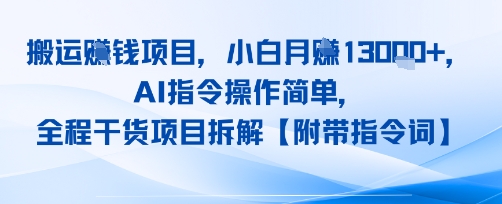 搬运挣钱项目，AI指令操作简单，小白月入1W+，全程干货项目拆解-刀客资源网