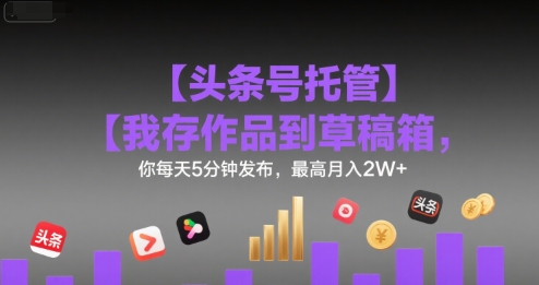 【头条号托管 】我存作品到草稿箱，你每天5分钟发布，最高月入2W+【揭秘】-刀客资源网