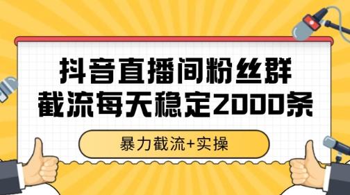 抖音直播间粉丝群暴力截流，一台电脑每天稳定2000条数据【揭秘】-刀客资源网