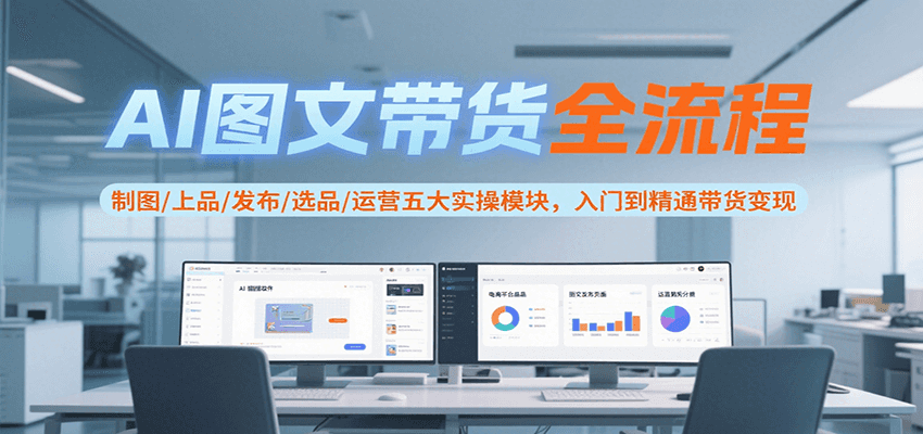 AI图文带货全流程，制图/上品/发布/选品/运营五大实操模块，入门到精通带货变现-刀客资源网