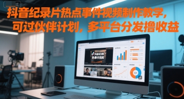 抖音纪录片热点事件视频制作教学，可过伙伴计划，多平台分发撸收益-刀客资源网