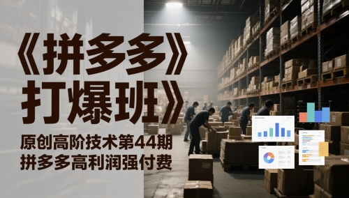 《拼多多打爆班》原创高阶技术第44期，拼多多高利润强付费-刀客资源网