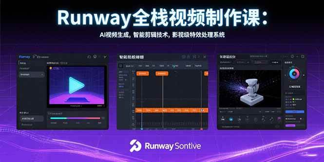 （15515期）Runway全栈视频制作课：AI视频生成，智能剪辑技术，影视级特效处理系统-刀客资源网