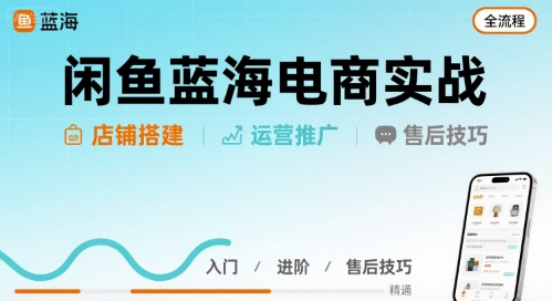 闲鱼蓝海电商实战，店铺搭建运营售后全流程-刀客资源网