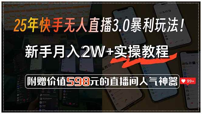 （15335期）25年快手无人直播3.0暴利玩法！，新手月入2W+实操教程，附赠价值598元…-刀客资源网