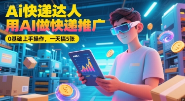 Ai快递达人，用AI做快递推广，0基础上手操作，一天搞5张-刀客资源网