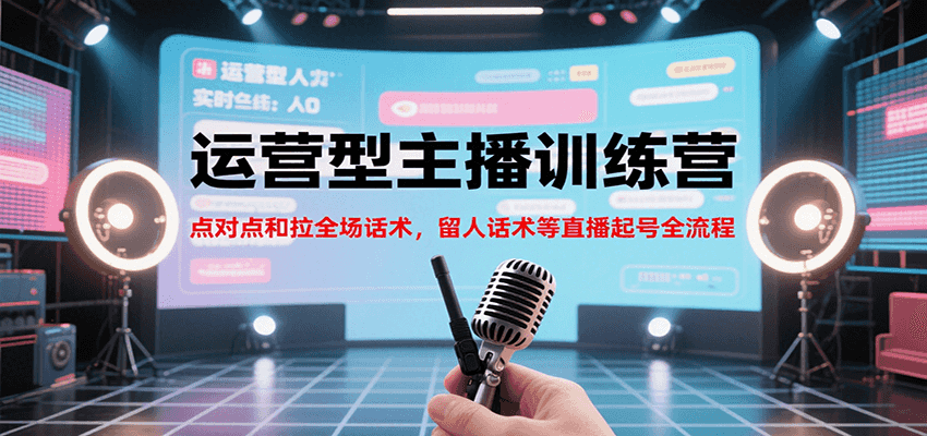 运营型主播训练营，点对点和拉全场话术，留人话术等直播起号全流程（更新7月）-刀客资源网