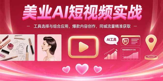 （15535期）美业AI短视频实战：工具选择与组合应用，爆款内容创作，同城流量精准获取-刀客资源网