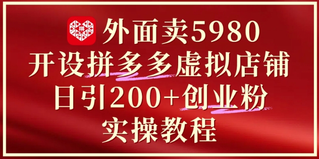 外面卖5980开设拼多多虚拟店铺：单日引流200+创业付费粉实战教程-刀客资源网