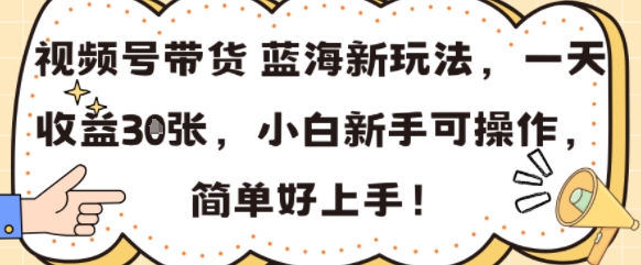 视频号带货蓝海新玩法，一天收益3张，小白新手可操作，简单好上手!-刀客资源网