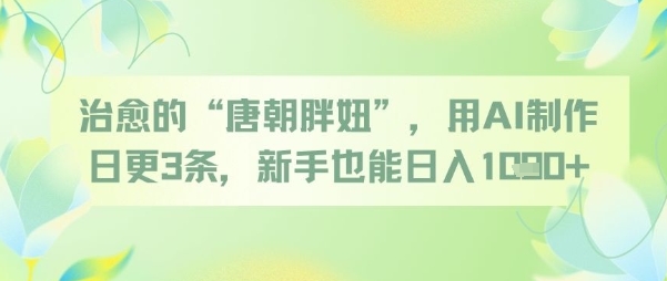 治愈的“唐朝胖妞”，用AI制作日更3条，新手也能日入多张-刀客资源网