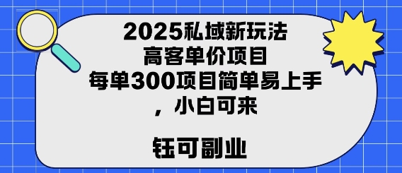 2025私域新玩法高客单价，每单3张操作简单，小白可轻松上手-刀客资源网
