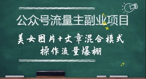 公众号流量主副业项目，美女图片+文章混合模式操作流量爆棚-刀客资源网