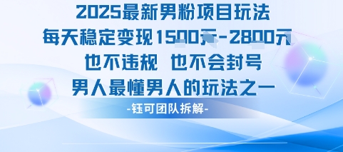 2025最新男粉项目玩法每天变现1k+也不违规也不会封号男人最懂男人的玩法-刀客资源网