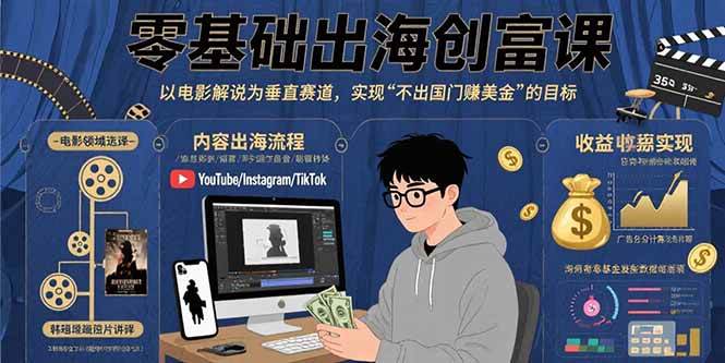 （15709期）零基础出海创富课：以电影解说为垂直赛道，实现不出国门赚美金的目标-刀客资源网