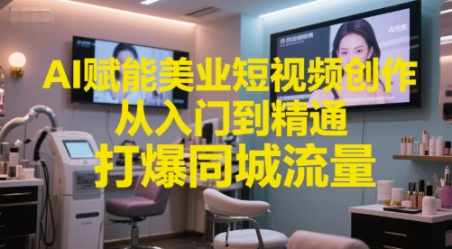 AI赋能美业短视频创作，从入门到精通，打爆同城流量，超级AI工具短视频实操落地-刀客资源网