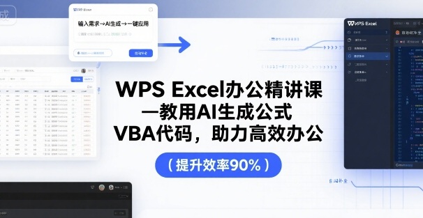 WPS Excel办公精讲课，教用 AI 生成公式，VBA 代码，助力高效办公-刀客资源网