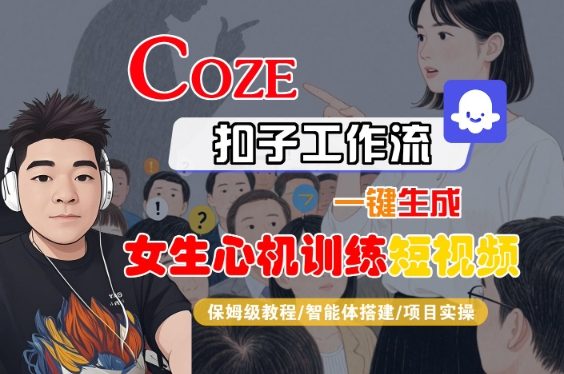 COZE扣子工作流一键生成女生心机训练短视频，保姆级教程-智能体搭建-项目实操-刀客资源网