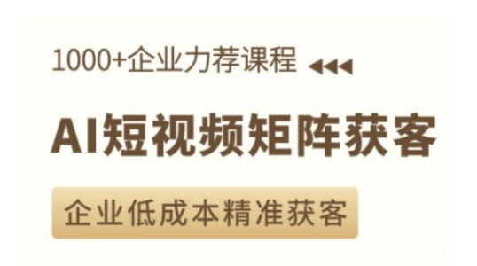 AI短视频矩阵获客实操课，企业低成本精准获客-刀客资源网