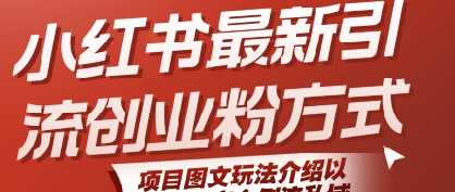 小红书最新引流创业粉方式，项目图文玩法介绍以及如何安全倒流私域-刀客资源网