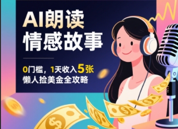 Ai朗读情感故事，0门槛，1天收入5张，每天10分钟，懒人捡美金全攻略-刀客资源网