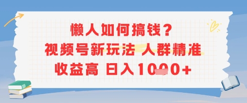 懒人如何搞钱？视频号新玩法，人群精准收益高，日入多张-刀客资源网